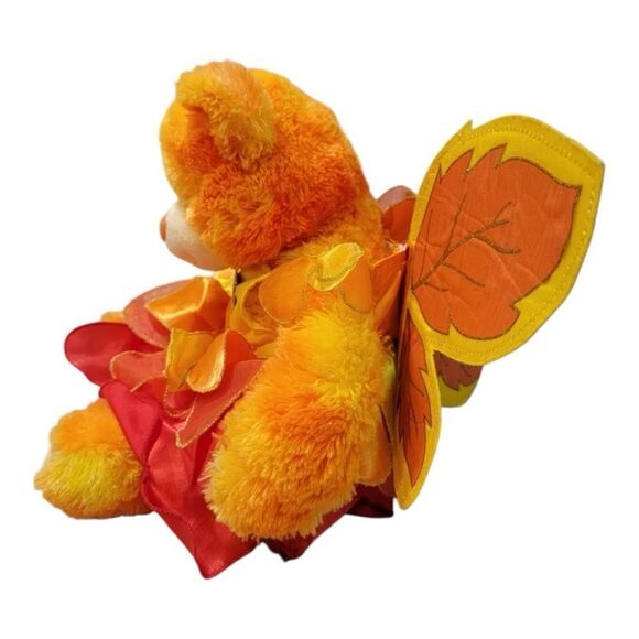 Build a Bear Fall Bright Orange Stuffed Animal with Fairy Costume and Leaf Wings - Picture 3 of 8